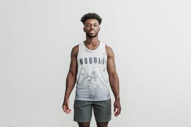Nobull Dip-Dye Men's Tank Tops White | Australia (KL0781)